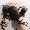 Lolitas Lace Gloves Layer Ruffle Hand Sleeves Elastic Bracelet for Halloween,Wedding,Party,Masquerade,Nightclub