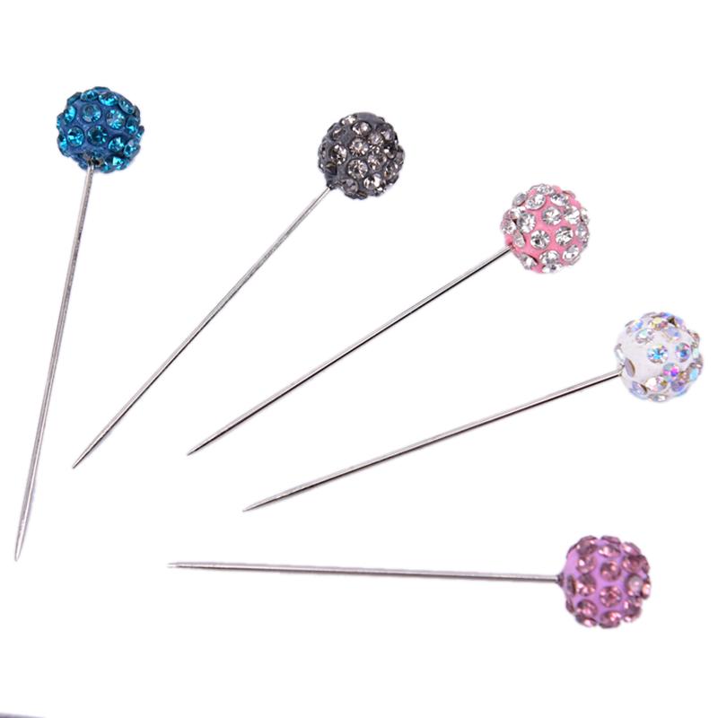 30Pcs Safety Pin Muslim Hijab Scarf Pin  Ball Brooch Straight Head Pin