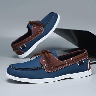 Fashion Leather Casual Shoes For Man Large Size 48 Brand Docksides Shoes Man Italian Style Lace-up Boat Shoes Men Driving Shoes