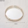 Gold Trays Decorative Vintage Mirror Glass Storage Tray Rectangle/round Fruit Plate Desktop Small Items Jewelry Display Plate
