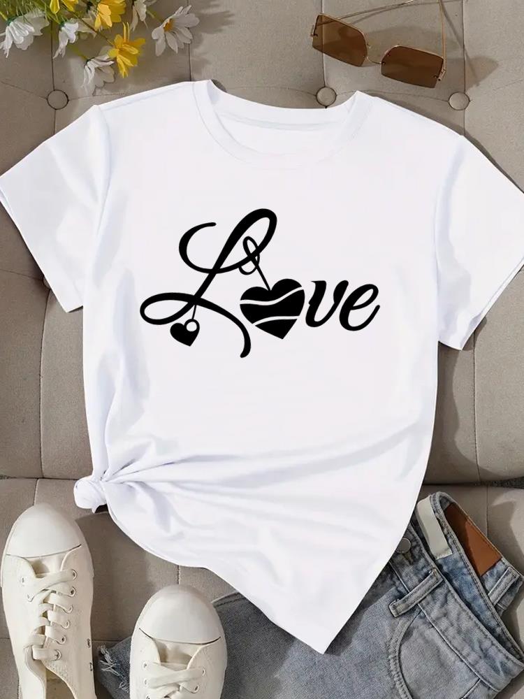 3(Asian Size) Print Fashion Female Tee Top Women Clothing T Shirt Flower Watercolor Cute Woman Short Sleeve Graphic T-shirts