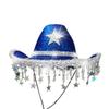 Star Tassel Hat Rose Red Western Cowboy Hat Star Party Hat Blue For Costume Event Festival Cowboy Theme