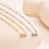 Stainless Steel Bead Chain Zircon Bow Necklace,Brilliant Cubic Zirconia Bow Pendant Necklace for Bridal Wedding Accessories