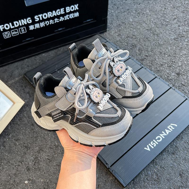 

Girls sports shoes 2025 spring and autumn new casual shoes children s fashion board shoes boys dad shoes medium and older children s shoes 30 серый