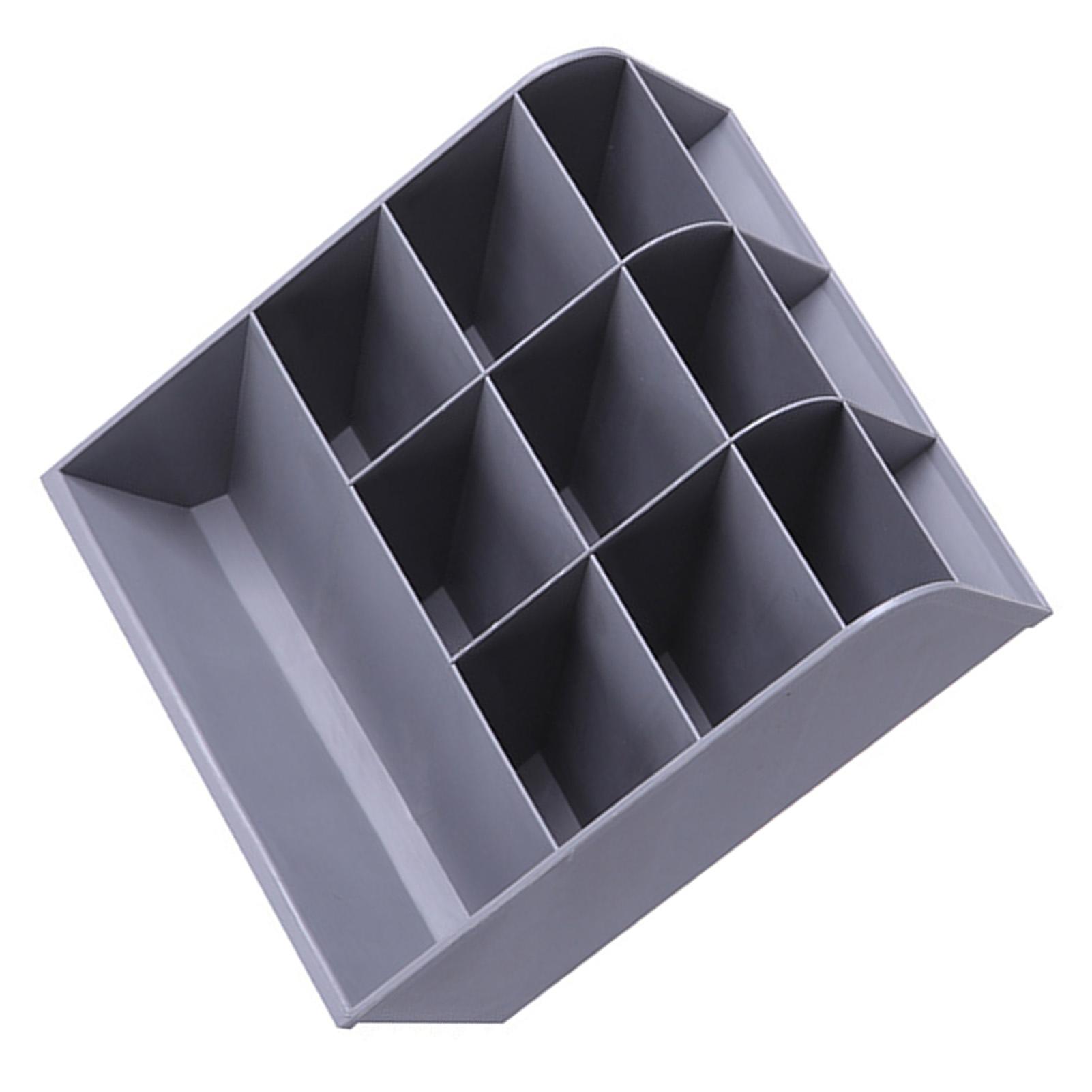 Pen Organizer Plastic Multifunctional Inclined Pen Holder for Desktop Office Stationery 13 Compartments Black