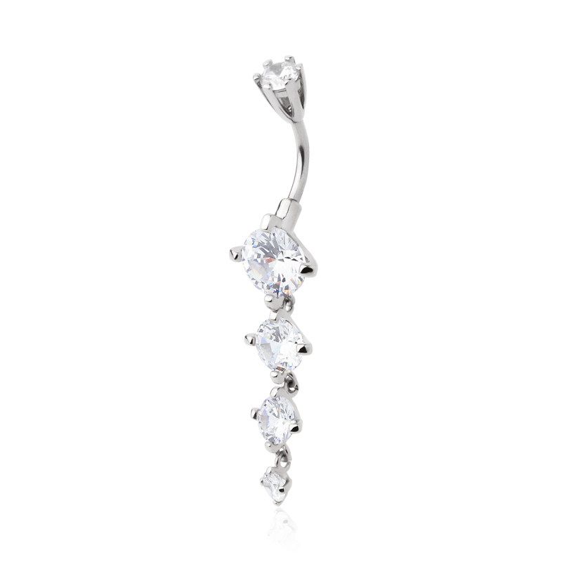 

Original Design Long Zircon Navel Piercing Jewelry, European and American Style, Sexy, Hypoallergenic, Suitable for Healing, F136 Titanium Alloy Rod Length 8, Rod Thickness 1.6mm