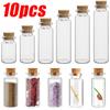 10Pcs Mini Glass Bottles with Cork DIY Birthday Gift Transparent Empty Message Wishing Bottle Christmas Wedding Party Decoration