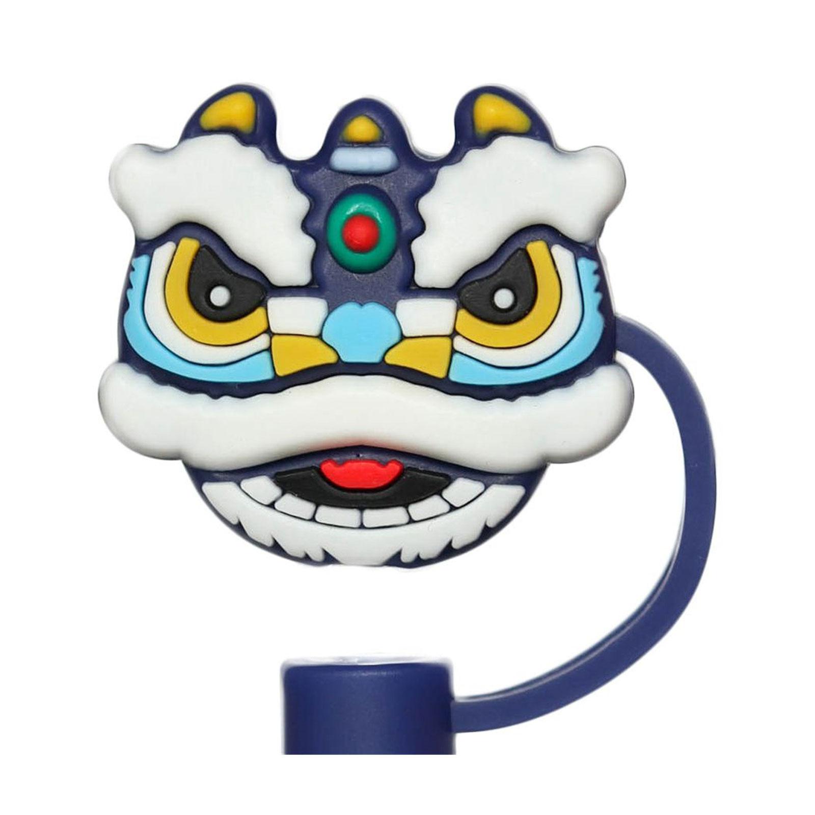 

Flexible Silicone Straw Plug Lion Dance Shape Straw Tip Lids Cup Straw Accessories Straw Lids Suitable for Travel Sports 2