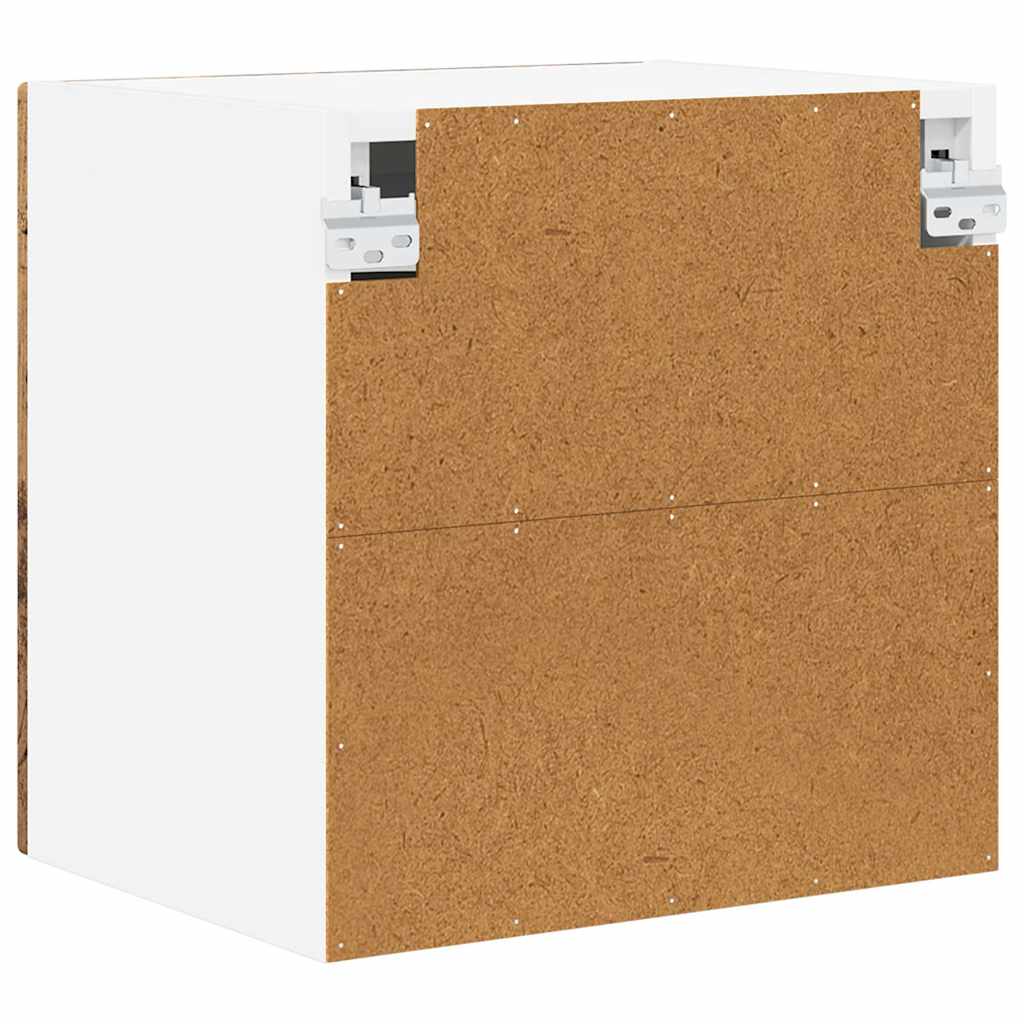 Wall Mounted Glass Cabinet PORTO Reclaimed Wood Style 40 x 31 x 40 cm Particleboard