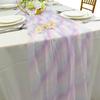 Rainbow Gradient Gauze Table Runner,sheer Mesh Dining Table Decoration for Wedding Bride Shower Brithday Party