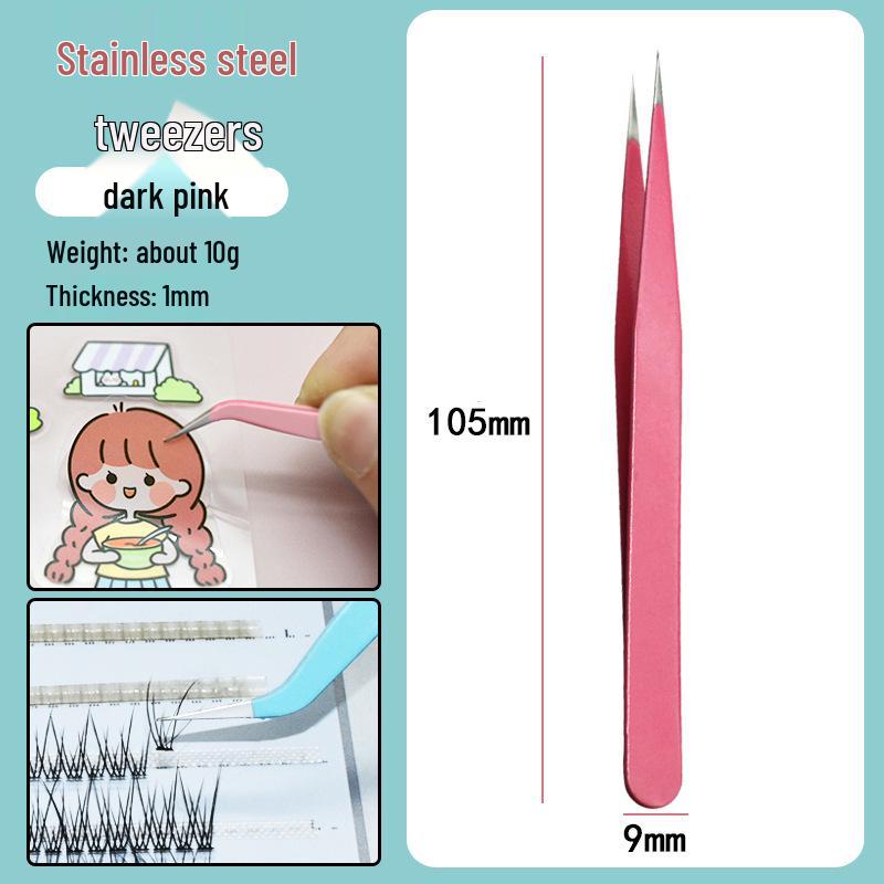 Colorful Stainless Steel Curved Tweezers for False Eyelashes and Planner Clips