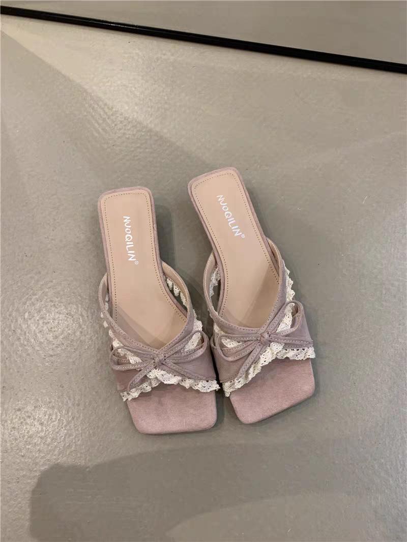 Fairy cool slippers female summer sweet with skirt bow open toe with sandals 35 розовый 2829₽