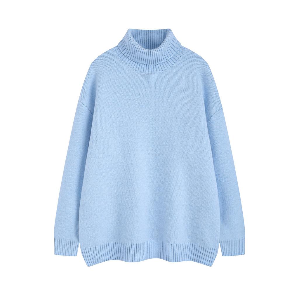 Men's clothing autumn and winter men's and women's thickened turtleneck sweater solid color pullover warm knitted sweater