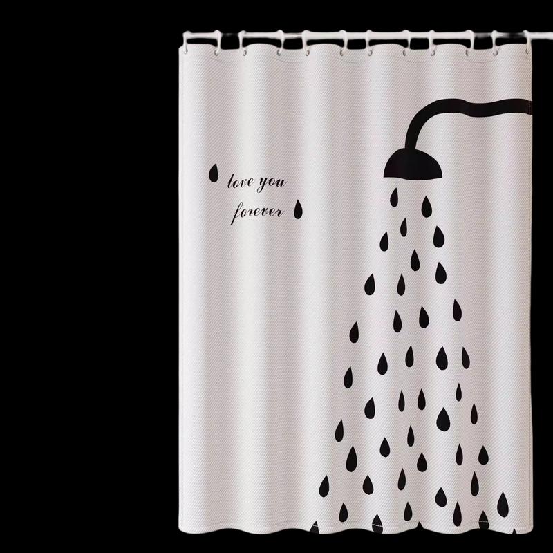 Mahutun Yifan Digital Print Shower Curtain with Telescopic Rod