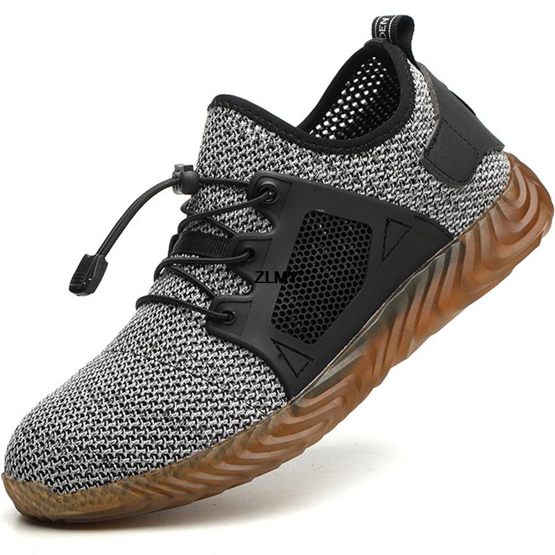 Madingi tinkliniai apsauginiai batai Vyriški vasariniai plieniniai darbo batai Nepramušami, nesudužę Darbo saugos batai Vyriški, kvėpuojantys apsauginiai batai, vyriški