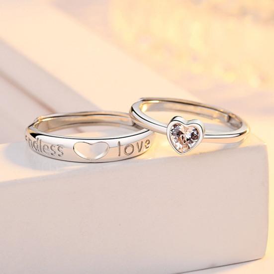 Paar Knöchelring Set Strass Herzform Öffnung Passendes Paarring Set Geburtstagsgeschenk