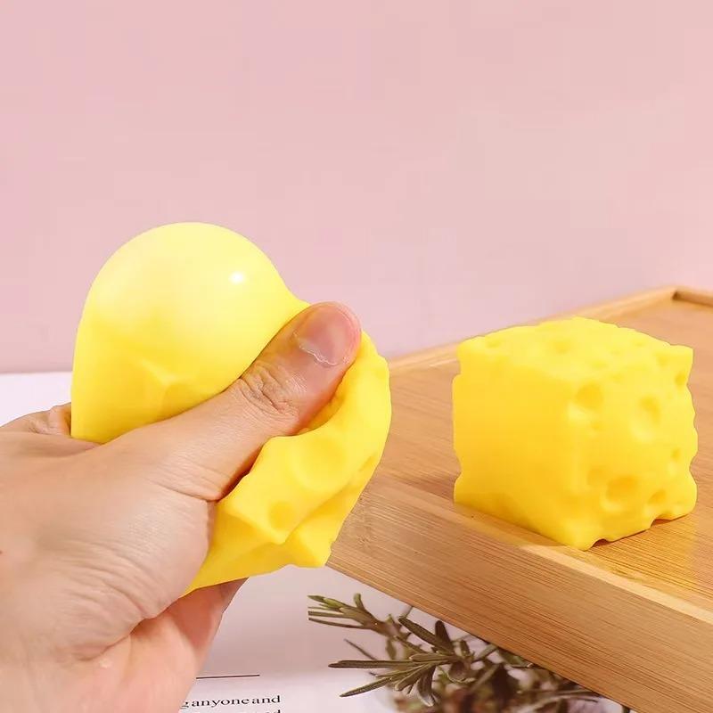 Square Cheese Soft Toys, Slow Bounce Anti-Pressure Sensory Toys, Soft Cheese Sensory Toys, Christmas Gifts Stress Reliever Toys