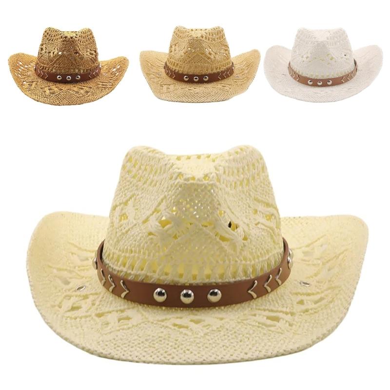 Cowboyhut für den Urlaub, Schmuck, Strohhut, Strand, Panamahut für Club, Karneval, Musikfestival, coole Disco-Party