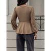 Plus Size V Neck Long Sleeve A Line Knit Top Slimming Blouse