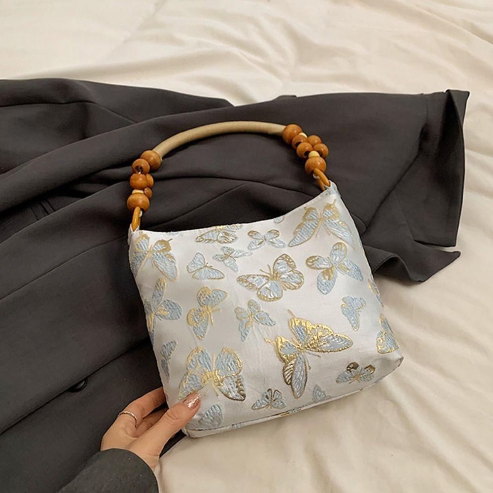 

Вместительная вышитая наплечная сумка с бисером, ретро сумка под мышкой, повседневная сумка в китайском стиле, дорожная серый