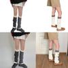 Student Vintage Double Striped Ribbed Knit Leg Warmers Slouch Leg Covers Boot Cuffs Stretchy Long Boot Socks for Women