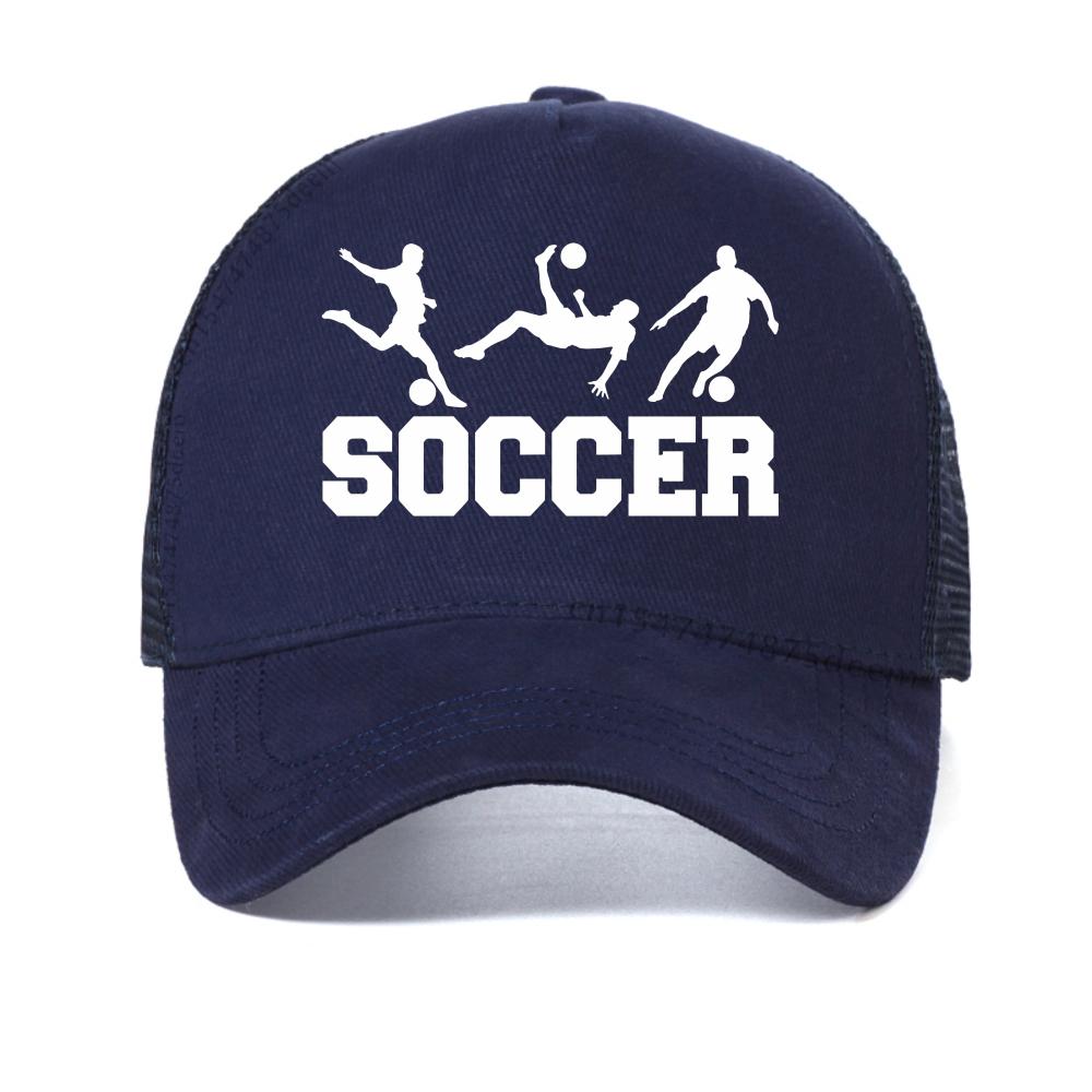 

Soccer Gift print Baseball Cap Women Men Adjustable Football Lover mesh Trucker Hat Outdoor casual play football Snapback Hats Adjustable темно-синього кольору