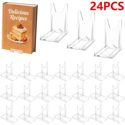 24Pcs Book Display Stand Acrylic Transparent Book Holder Adjustable Photos Card Display Stand for Home Office Artwork Decoration
