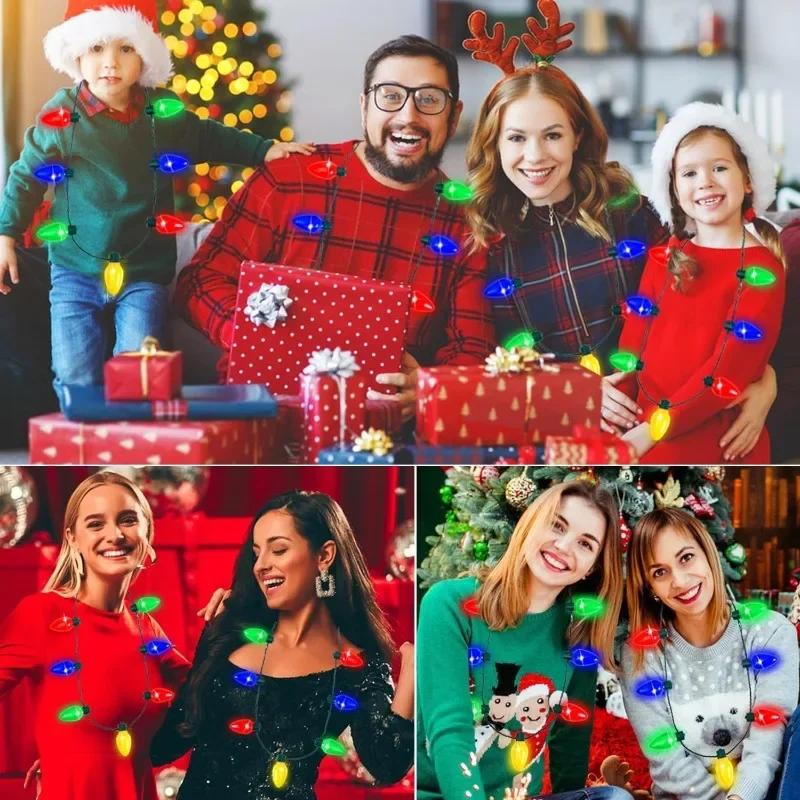 Weihnachts-LED-Licht 9 Lichter Leuchtende Halskette Bunte Laterne Blasenlicht Leuchtende Halskette Blinkende Halskette Hallowee Weihnachtsfeier Dekoration