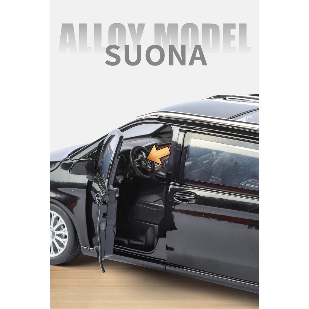 NEU 1/24 Benz V260 MPV Legierungsmodellauto Spielzeug Die-Cast Guss Sound und Licht Rückzieher Auto Spielzeug für Kinder Fahrzeug