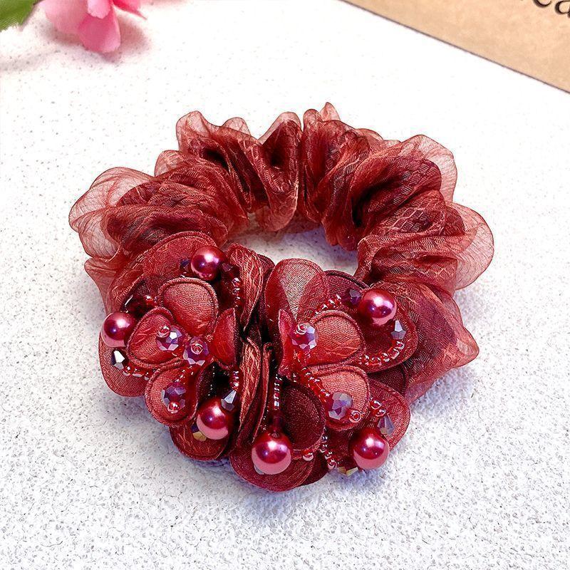 1PC Premium Sense Headband Head Flower Tie Hair Rubber Band Hair Accessories Double Mesh Disc Hair Large Intestine Hair Band
