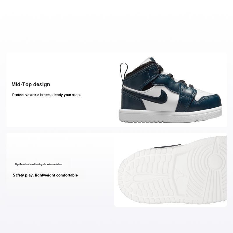 Детские кроссовки Air Jordan 1 Mid TD Armory Navy Blue Black White AR6352-411 25
