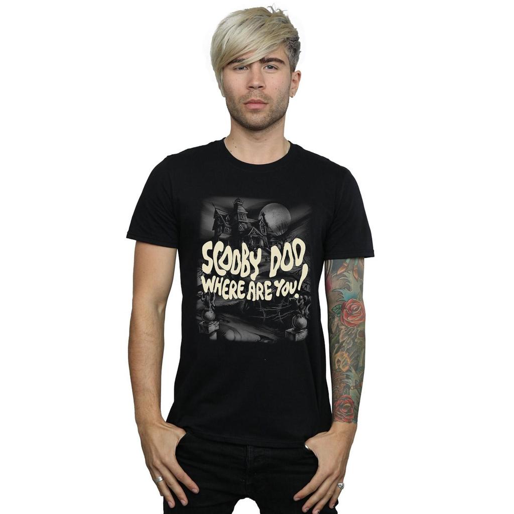 Scooby Doo Mens Scary Castle Cotton Slim T-Shirt