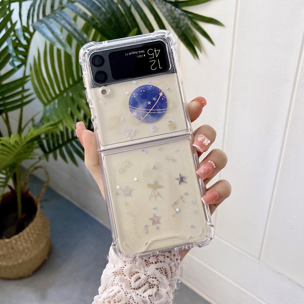 

Роскошный блестящий ударопрочный чехол с пайетками для Samsung Galaxy Z Flip 5 3 4, прозрачный прозрачный чехол Flip4 Flip3 Flip5, золотой чехол Z Flip 5
