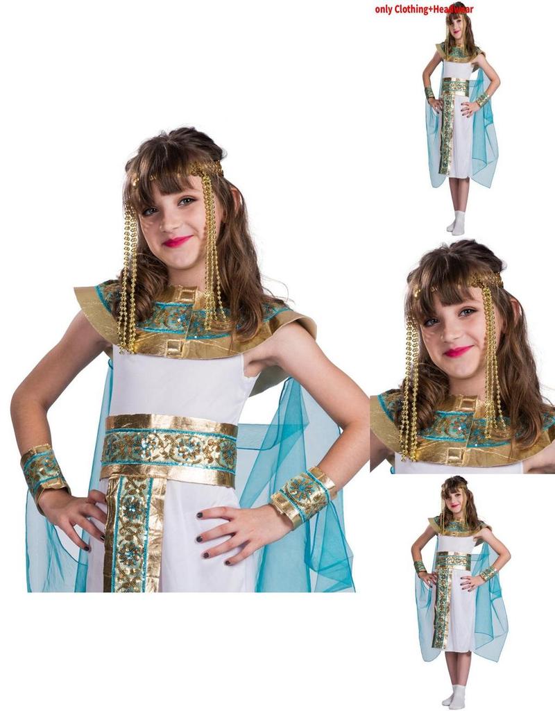 Purim Egyptisk Drottning Cosplay Kostym För Flickor Halloween Rollspel Med Polyestertyg För Temafester