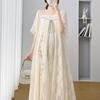 Maternity Chiffon Embroidered Qipao Dress - Summer Style, Plus Size, Loose Fit