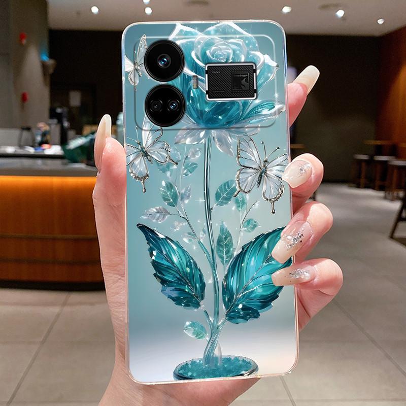 For Realme GT5 GT 5 240w Case Luxury Fashion Butterfly Flowers Clear Soft Silicone TPU Transparent Phone Case Back Cover Capas