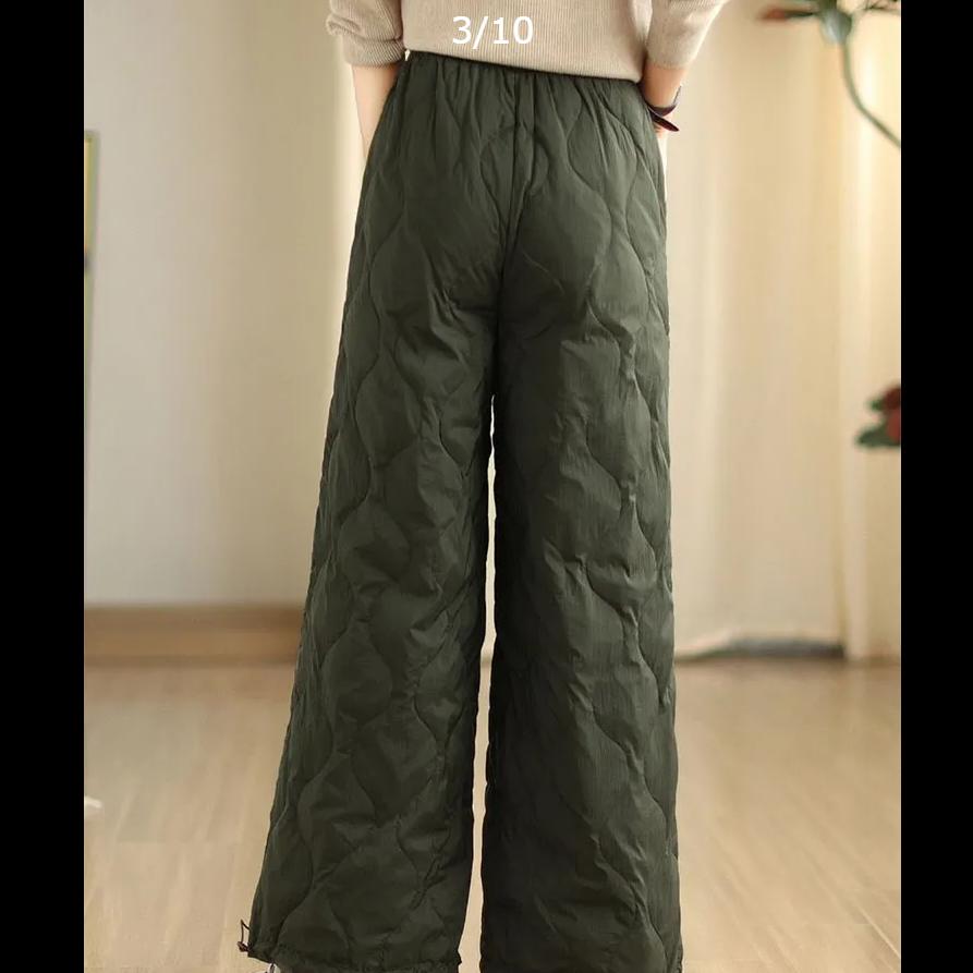 Design Sense Nische Warme Baumwollhosen Damen Herbst und Winter Damenbekleidung Füße Gesteppte Hosen für Oberbekleidung