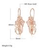 Unique Glossy Dangle Earrings For Women Fashion  Rose Gold Color Metal Flower High Quality Daily Fine Jewelry