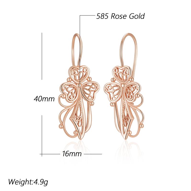 Unique Glossy Dangle Earrings For Women Fashion  Rose Gold Color Metal Flower High Quality Daily Fine Jewelry