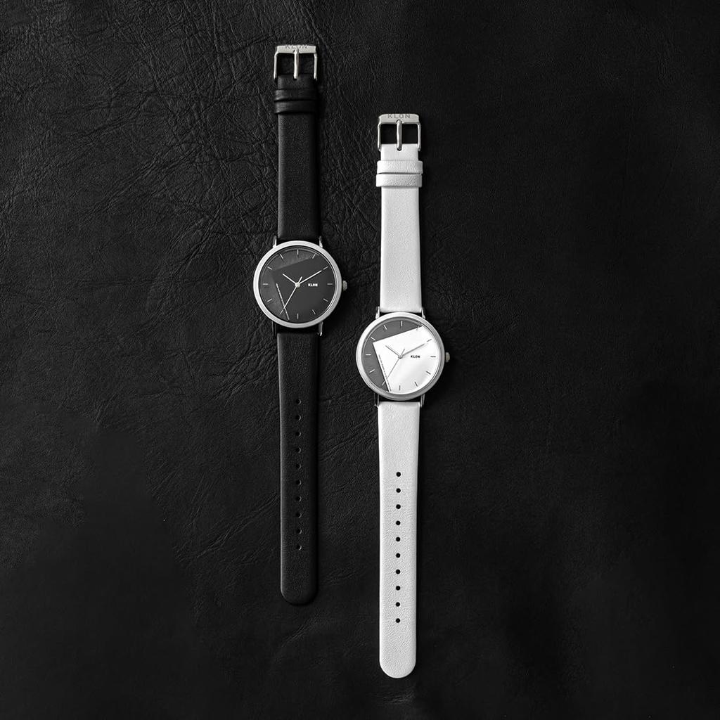 KLON Skeleton Clear Transparent Leather Strap Wristwatch Matching Unisex Stylish Simple KLON INVISIBLE UNIVERSAL SHAPES 38mm [Pair Watches] Men's