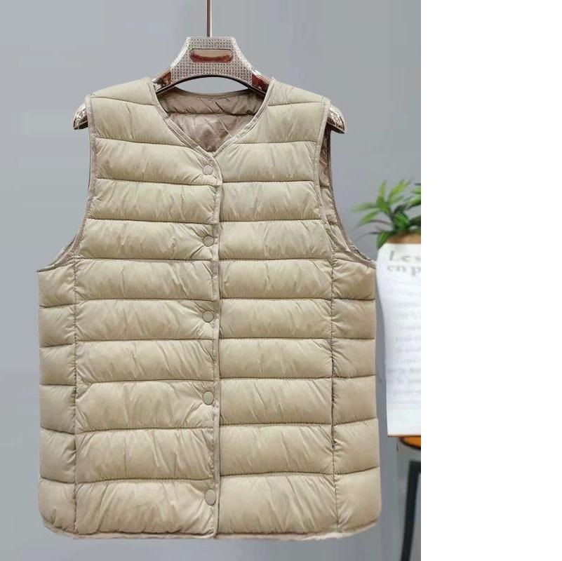Women's Down Cotton Vest Liner, Ultra-light Warm Jacket, Women's Vest, Middle-aged and Elderly Women's Plus Velvet Thick Jacket