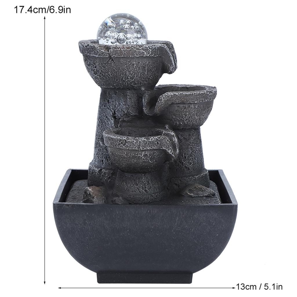 LED Illuminated Tabletop Waterfall Flowing Water Fountains with   for   Feng Shui Decoration