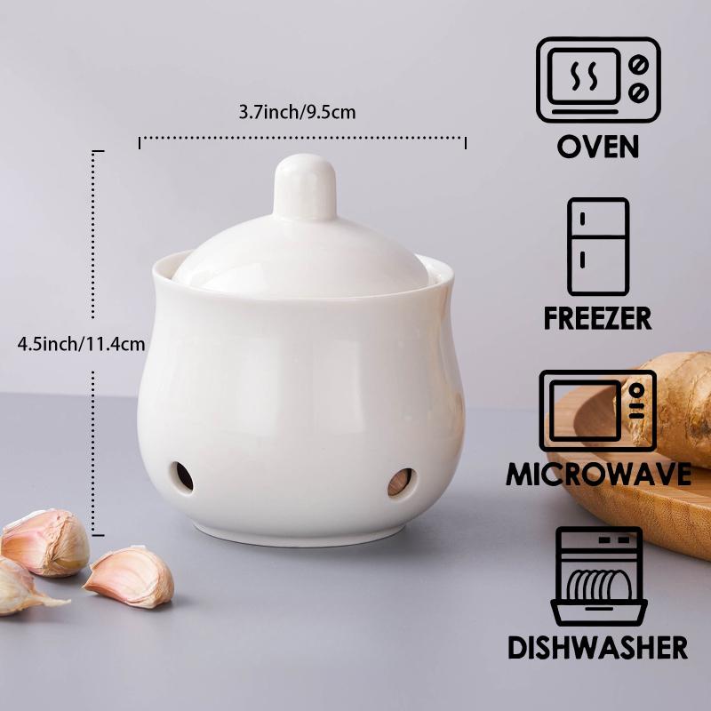 

1pc Kitchen Garlic Ginger Chili Hollow Ventilation Ceramic Storage Jar Mold proof and Moisture proof Sealing белый