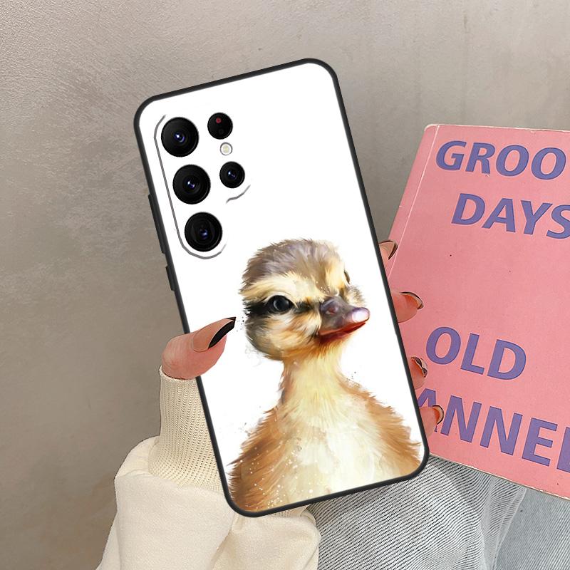 Cute Cartoon Duck Case For Samsung Galaxy S25 Ultra S20 S21 S22 S24 S23 Ultra S9 S10 Plus S25 FE Cover Coque