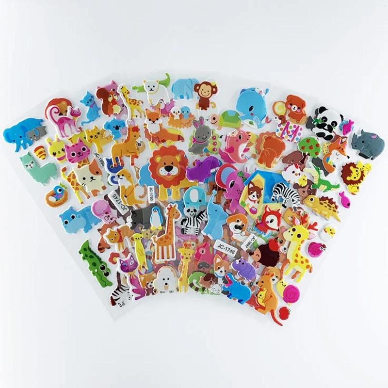 8 Sheetsset Waterproof Cartoon Zoo Animals Stickers Kids Notebook Decoration Scrapbook Sticker Toy For Children Boys Girls