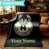 1PC Custom Name Blanket Bucks Team Logo Artwork Flannel blankets Patterns Throw Blanket All-Season Soft Gift for Couch, Bed, Camping, Birthday gifts
