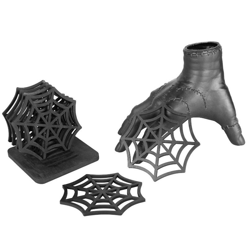 Halloween Wooden Spider Web Coaster Set Creative Hollow Desktop Coasters and Bowl Mats Festival Party Table Decoration Ornaments