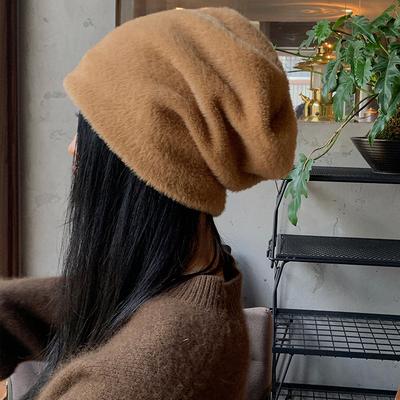 Herbst Winter Weiche Nachahmung Nerz Wolle Pullover Hut Warme Samt Japanische Pelz Kappe Frauen Gestapelt Hüte