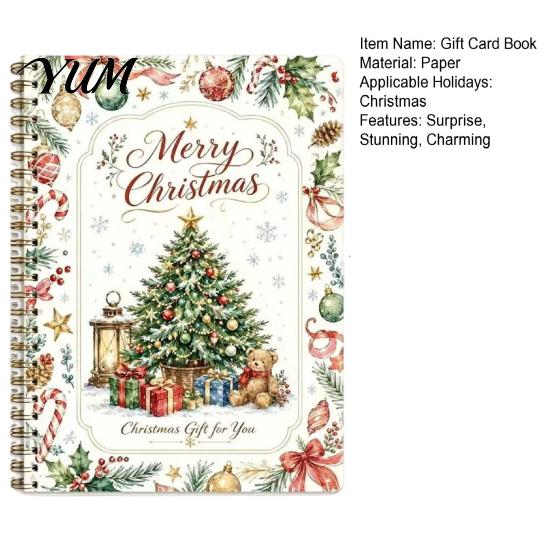 Accesorio para Regalar en Fiestas Libro de Tarjetas de Navidad, Kit de Libro de Recuerdos para Ocasiones Especiales Merry College Survival con Espiral para DIY, Saludo de 10 Páginas