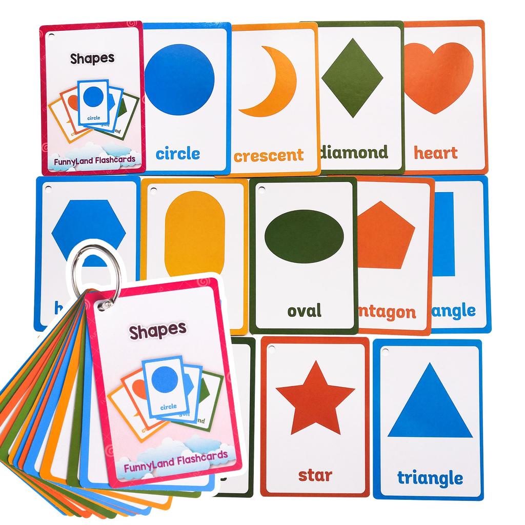 Colors,Shapes of English Flash Cards Kids Pocket Card Montessori Learning Baby Toys for Children Pre-Kindergarten